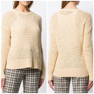 Theory Karenia Sughero Open Knit Lightweight Sweater Cream Luxe Size Small